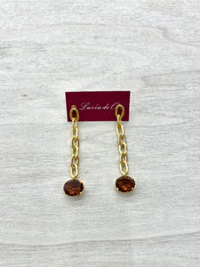 Pendientes Cadena y Cristal Swarovski Topacio