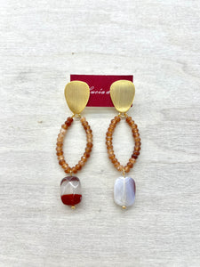 Pendientes Piedras Naturales Marron