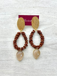 Pendientes Piedras Marrón