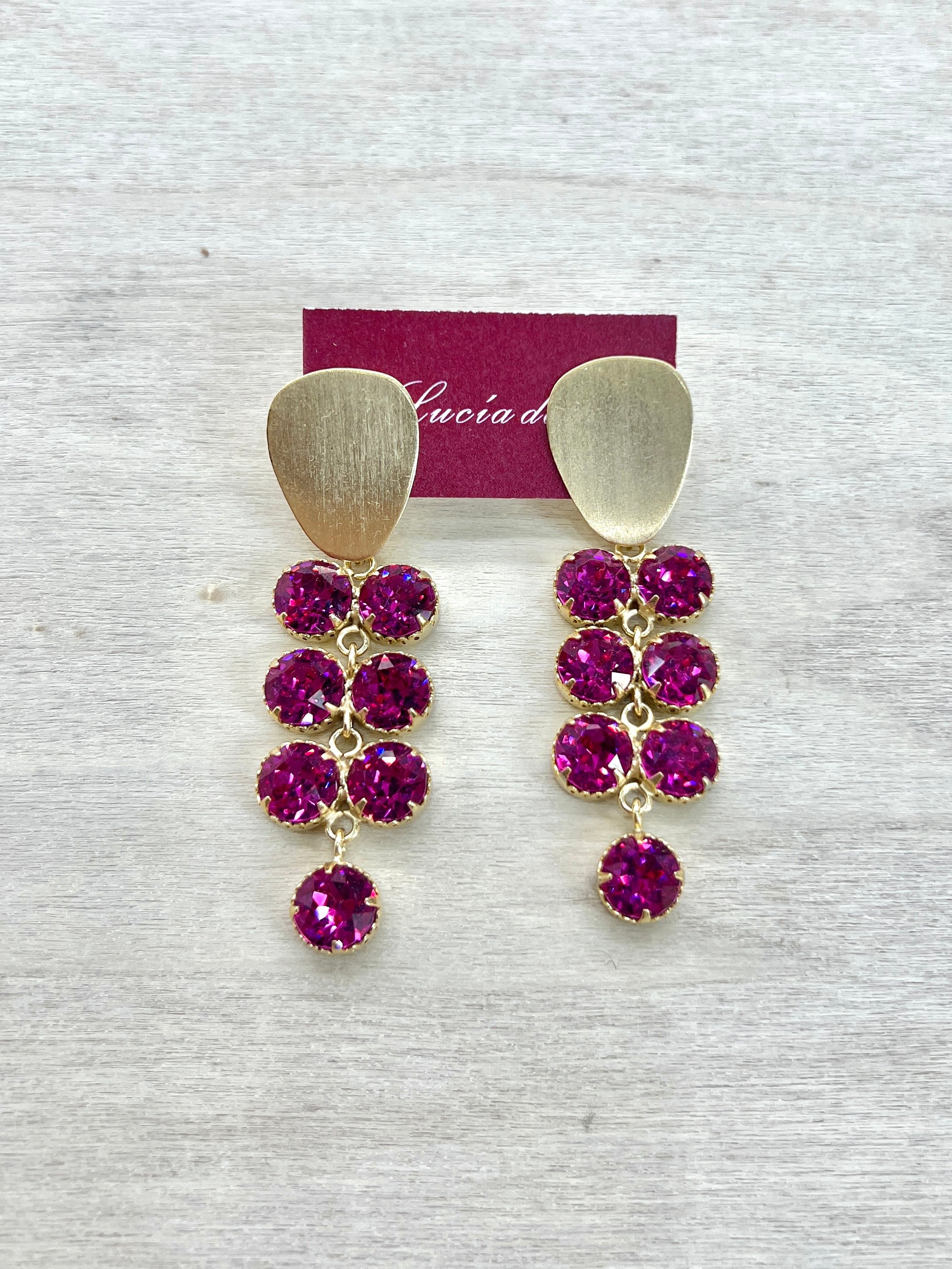 Pendientes Cristal Swarovski Fucsia