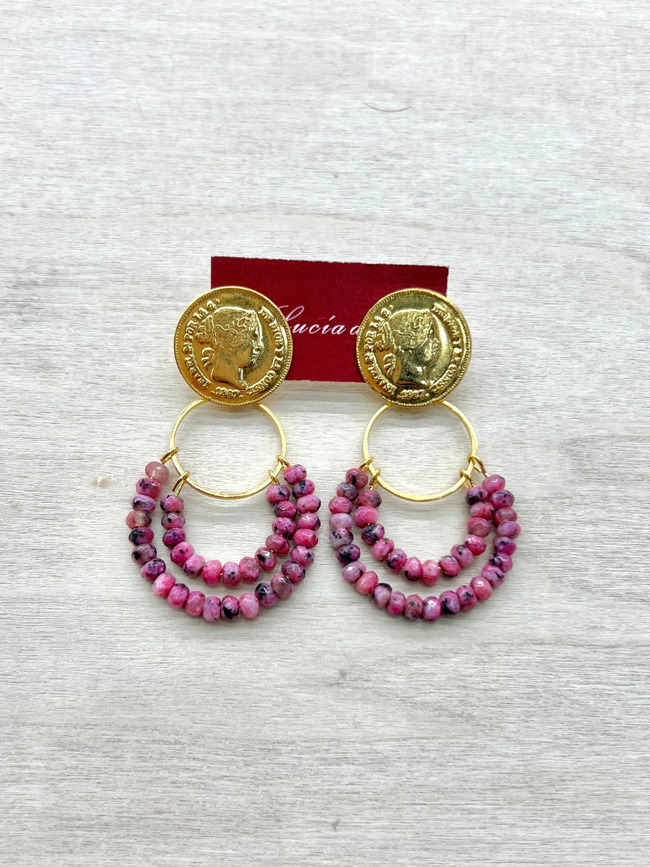 Pendientes Piedra Natural Rosa