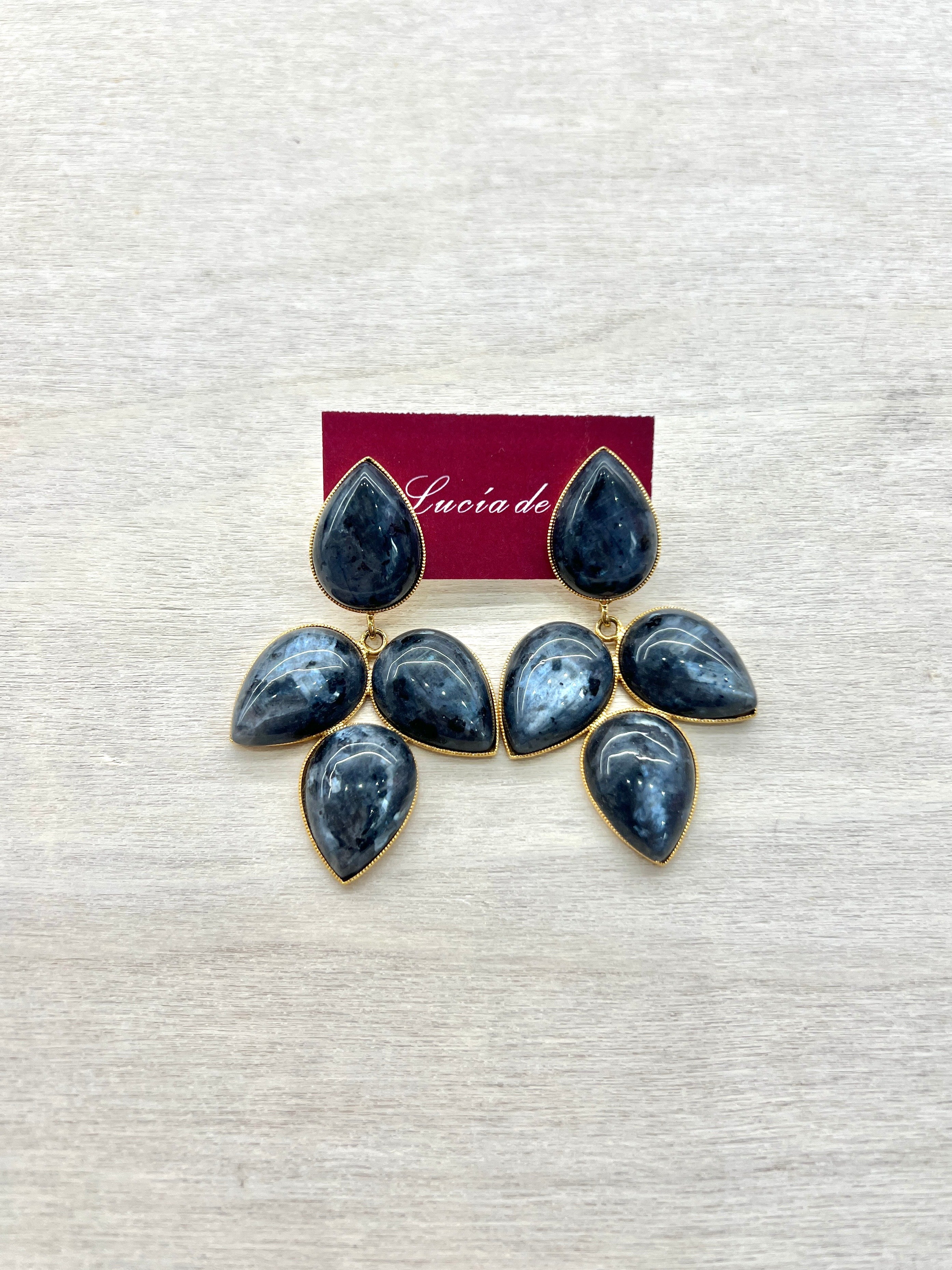 Pendientes Piedra Natural Gris